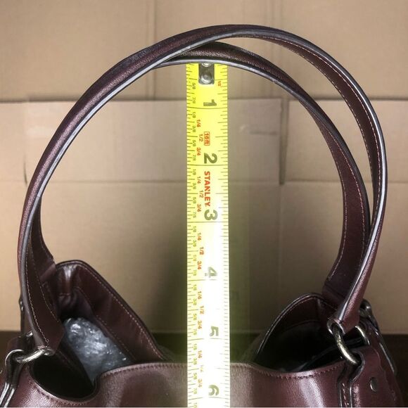 COACH Oxblood Edie Studded Soft Leather Triple Section Turn Lock Shoulder Bag - Picture 9 of 17